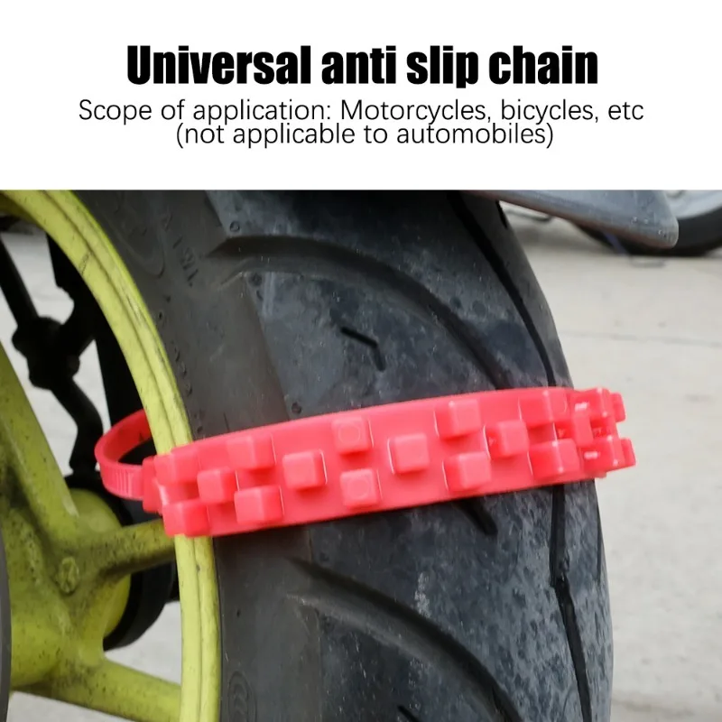 Anti-Skid Snow Chains for Motorcycles Bicycles Winter Tire Wheels Non-slip Cable Ties Motorbike Emergency Tire Chain Tool 5-1pcs