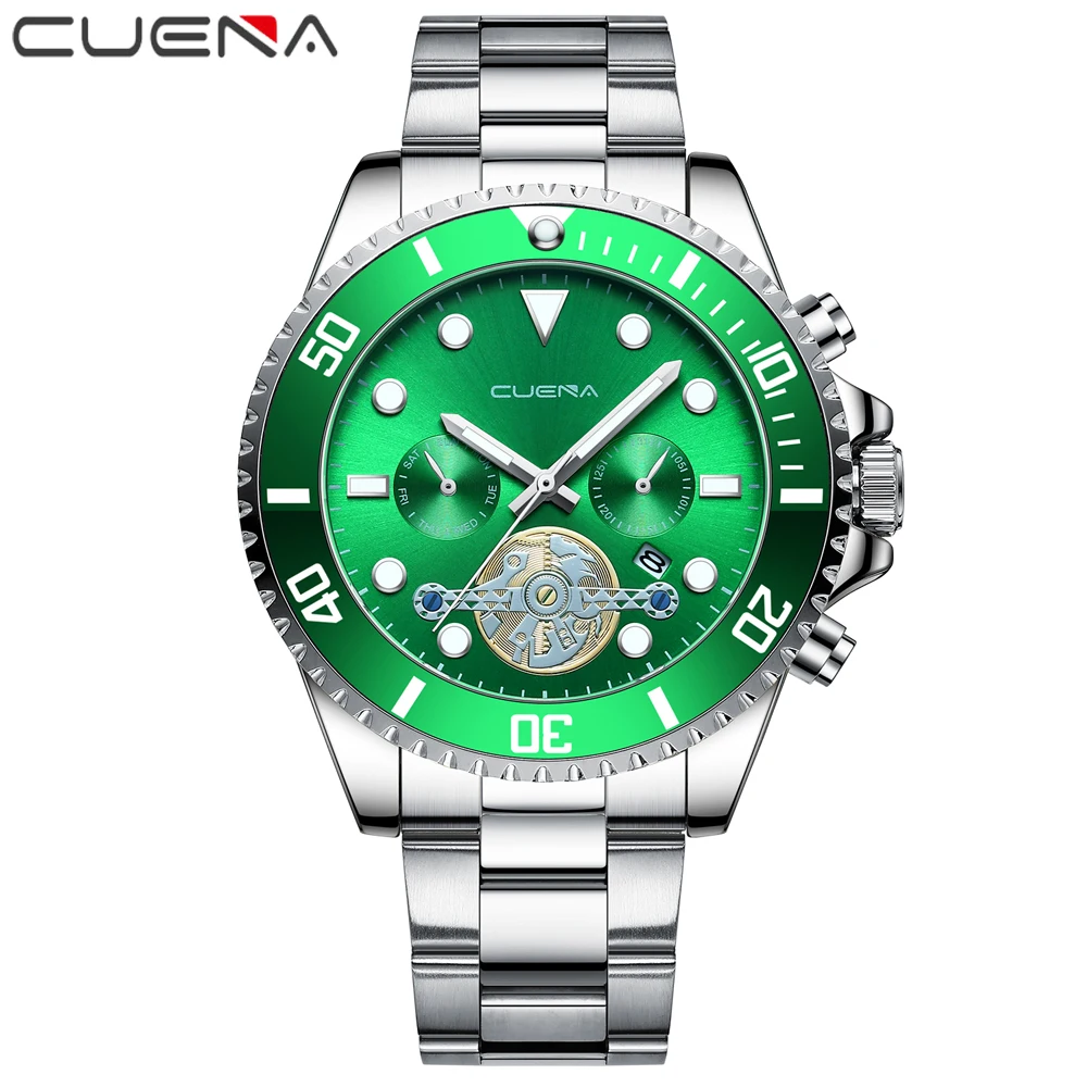 

CUENA Original Watch for Men's Waterproof Stainless Steel Quartz Analog Fashion Business Luminous Wristwatches Top Brand