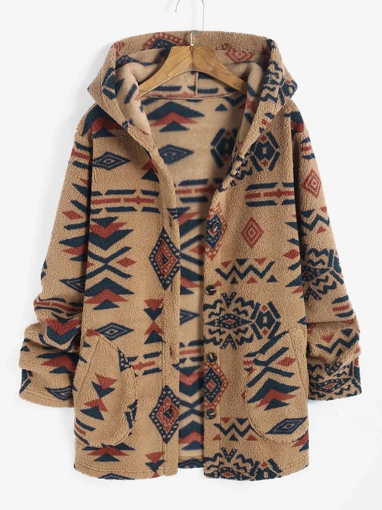 

Stay Cozy This Winter with ZAFUL Women's Hooded Aztec Print Geometric Jacket