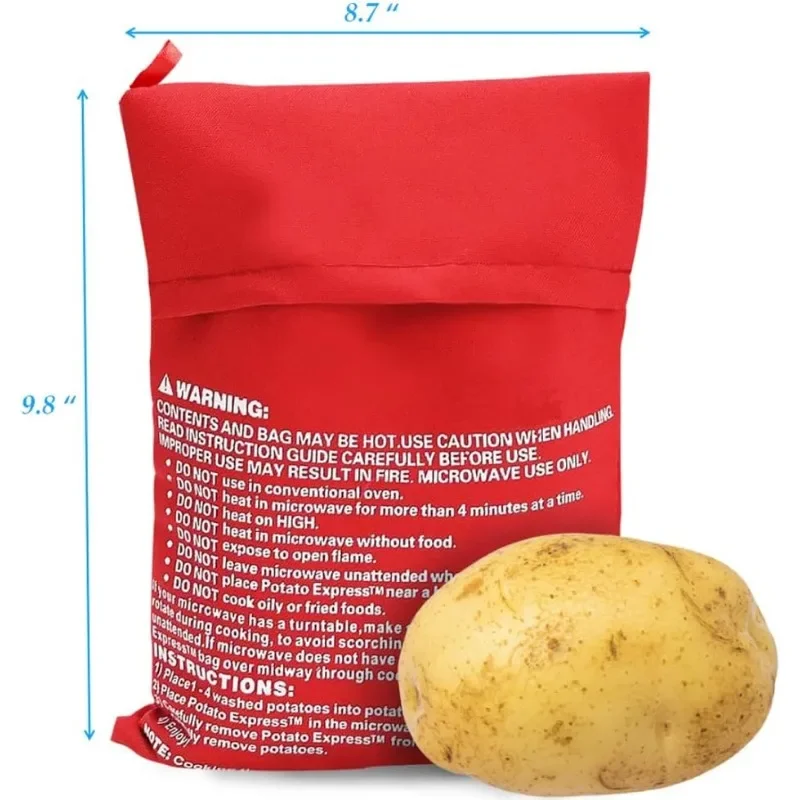 2 Pack Reusable Microwave Cooker Bags Baking Bags Potato Microwave Potato Large Capacity (Red) for Reheating