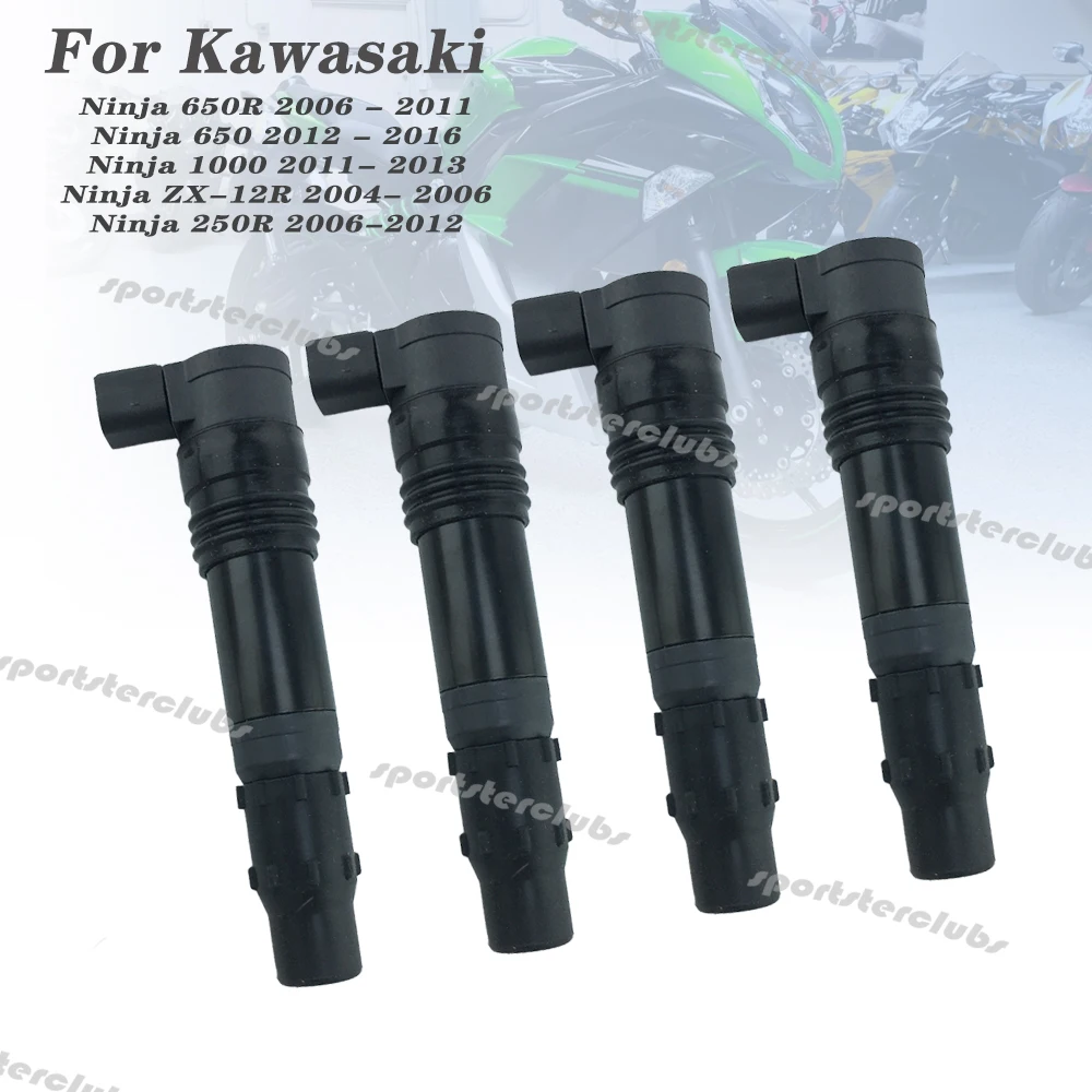 4-Pack Ignition Coils For Kawasaki Ninja 1000, ZX-12R, ZX-9R