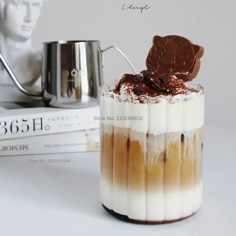 Description Picture 4 of itemJapanese Style Stripe Drinking Glasses Transparent Coffee Cup Wine glass Water Milk Glasses Drinkware Tea Shot Glass Yogurt Cup