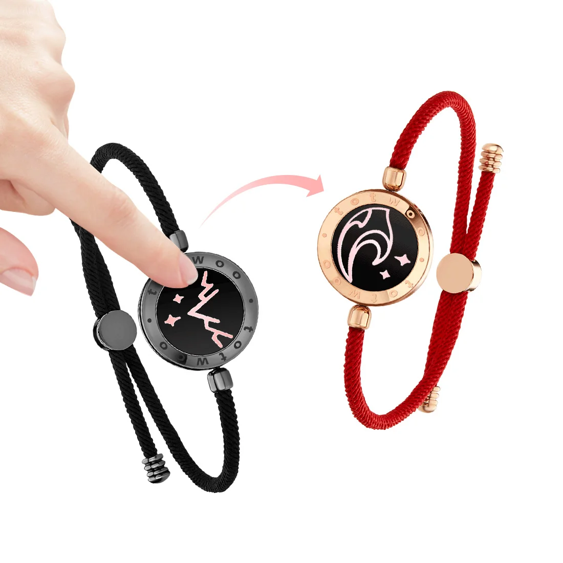totwoo long distance touch Bracelets for Couples Long Distance light up&Vibrate Moutain&Sea Love Bracelets Smart Jewelry sets
