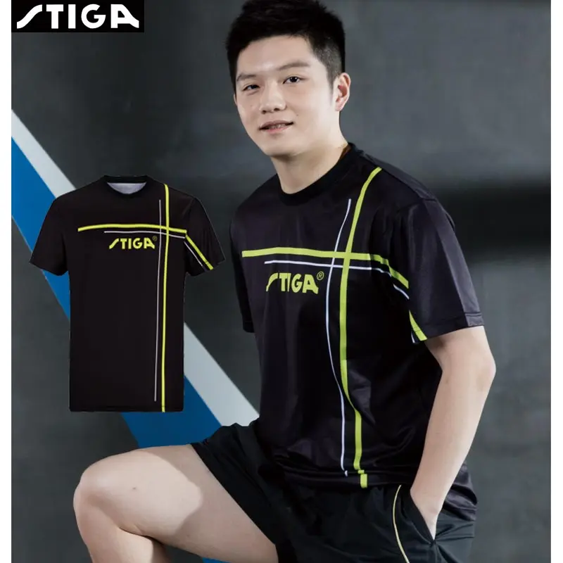 Stiga Table Tennis Men Sportswear Quick Dry Short Sleeved Shirt Badminton Jerseys