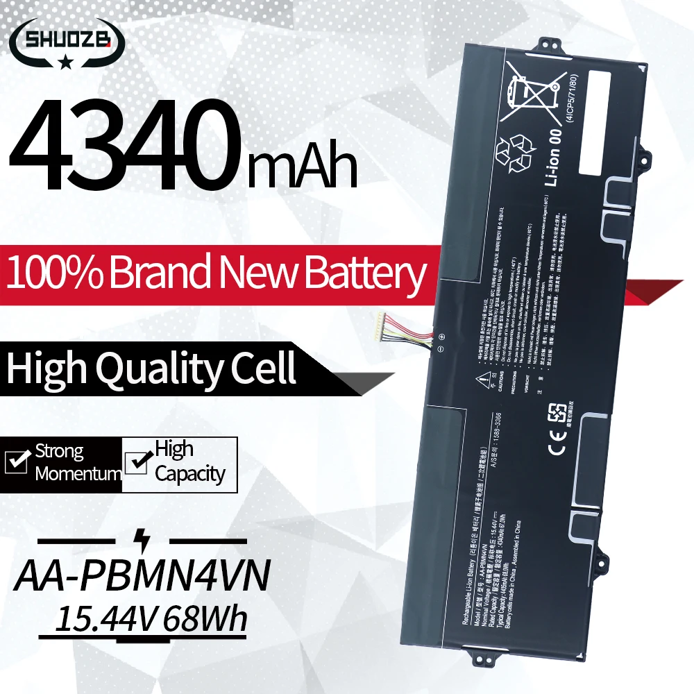 Bateria para Samsung Galaxy Book Pro 360 15 Polegada Galaxy Book Pro Np950xdb Substituição da Bateria 15.44v 68wh 4340mah Novo Aa-pbmn4vn