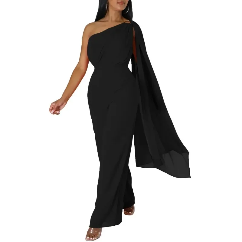 2023 African Clothes for Women Autumn African White Blue Black Orange Party Evening Long Jumpsuit Dashiki African Clothing black velvet playsuits women jumpsuit spaghetti strap flocking with buttons rompers fashion elegant sexy party outfits 2022 new