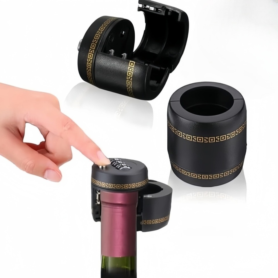 Reusable Wine Bottle Lock Keep Plastic 3Digit Small Password Lock for Home Wine Stopper Vacuum Stopper Device Furniture Hardware