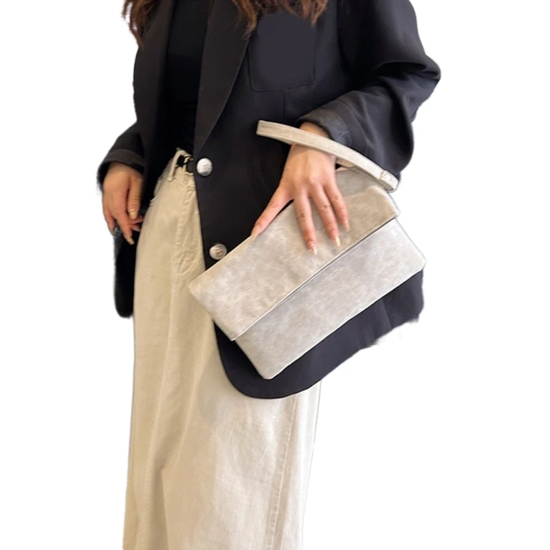 Flap Envelope Clutch Purse with Removable Wrist Strap Ladies Leather Clutch Bag Zippered Handbag Phone Wallet Bags