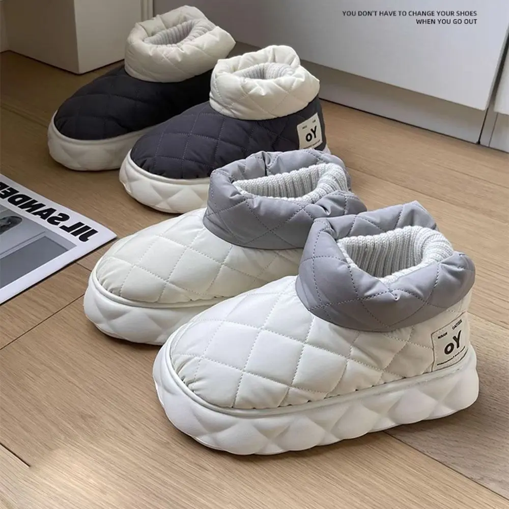 Men Women Shoes EVA Winter Snow Boots Non-slip Waterproof Down Cloth Shoes Foot Warmer Thickened Walking Slippers