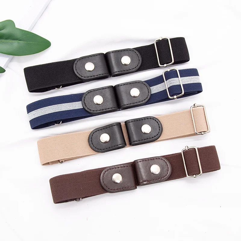 New Adjustable Belts for Women Buckle-Free Waist Jeans Pants No Buckle Stretch Elastic Waist Men Canvas Belt Lazy Invisible Belt