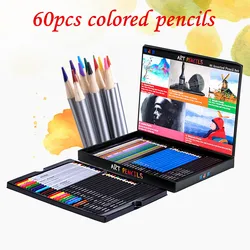 Ensemble de crayons de couleur professionnels 60 pièces, pour croquis, peinture, Graffiti, crayons de coloriage, fournitures de papeterie artistique scolaires 