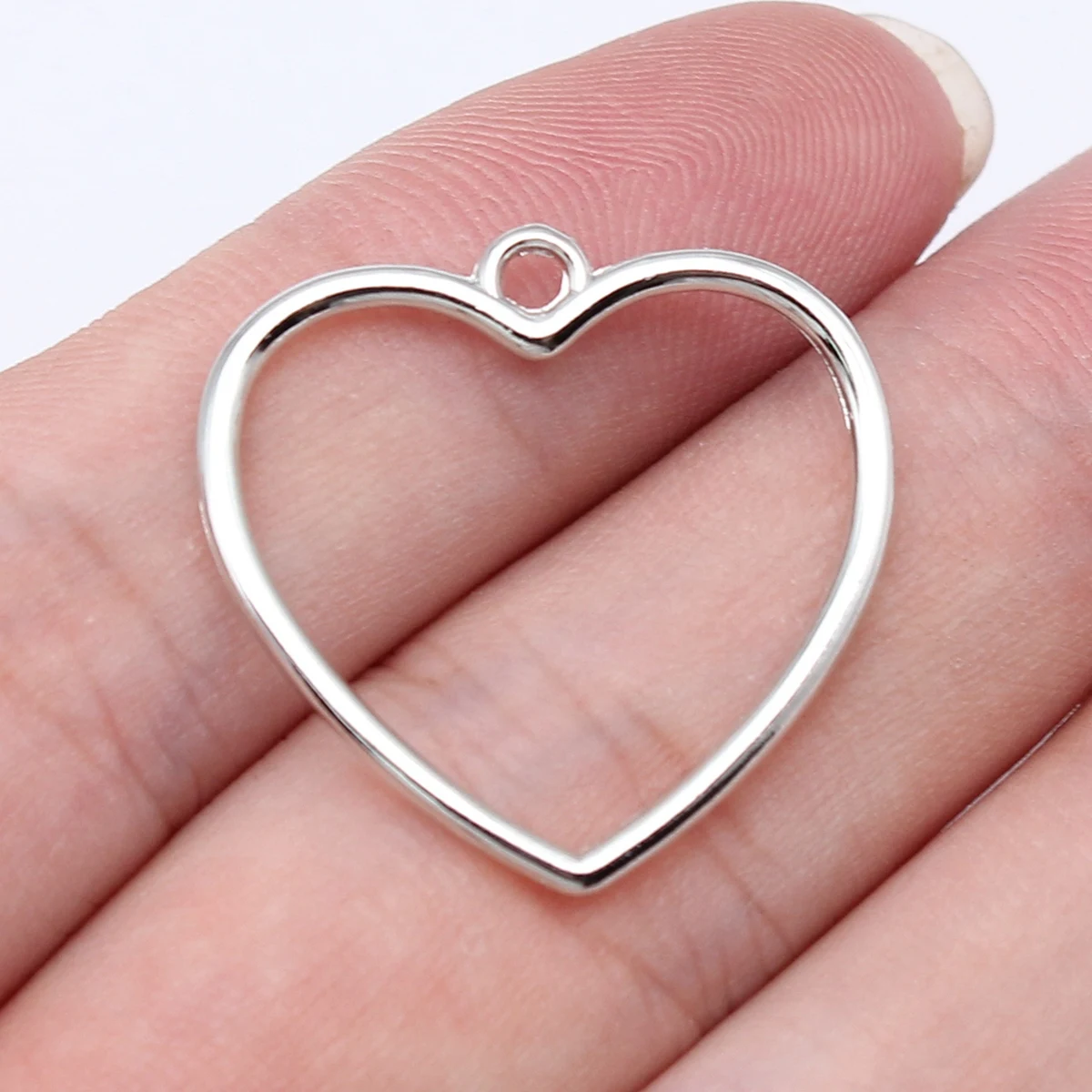 

Diy Earrings Hollow Heart Charms Accessories For Jewelry 20pcs Rhodium Color