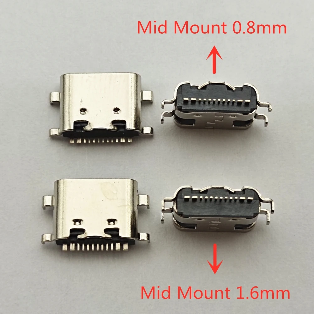 10-100pcs USB-3.1 USB Connector Type C Horizontal Mid Mount 16P Female 1.6mm through board 0.8mm for charger adapter DIY Type C type c female test board usb3 1 16p to 2 54 high current power adapter board module