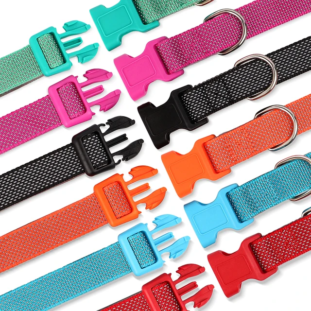 6 Colors Reflective Pet Dog Collar Breathable Nylon Dog Collars Necklace Adjustable Puppy Collars for Small Medium Dogs Pug 4