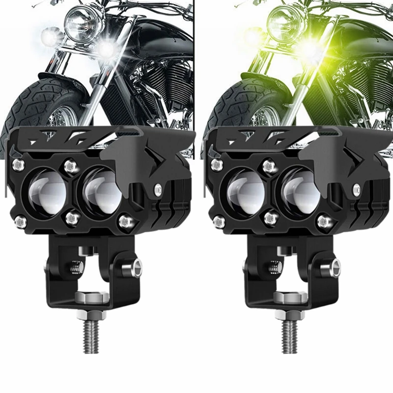 Projecteur de Moto avec lentille LED Bi double couleur, 12000lm, phares  antibrouillard pour voiture, feux de conduite DRL 12V, 2 pièces - AliExpress