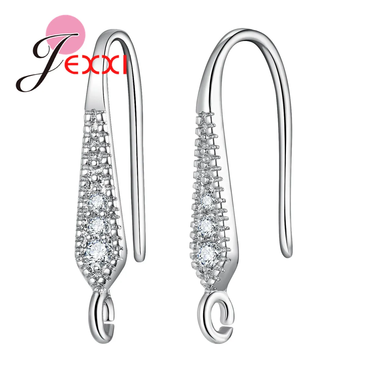 Neue hypoallergene Ohrringe aus 925er-Sterlingsilber mit klarem Zirkon, Haken, Anti-Allergie-Ohrringverschlüsse, Herstellung für DIY-Schmuckzubehör – Detail 3