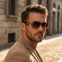 Nouvelles lunettes de soleil polarisantes enveloppantes en métal diamanté brillant, style vintage, tendance personnalisée, dentelle ajourée 3