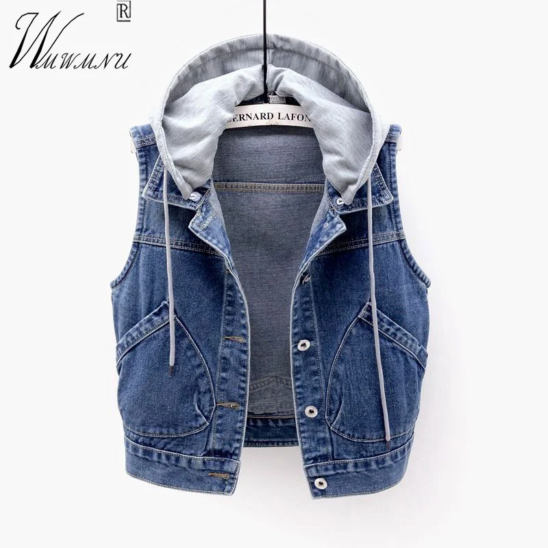 

Женская Повседневная укороченная куртка без рукавов в стиле пэчворк, Классический джинсовый халeco, ковбойский жилет для весны и лета