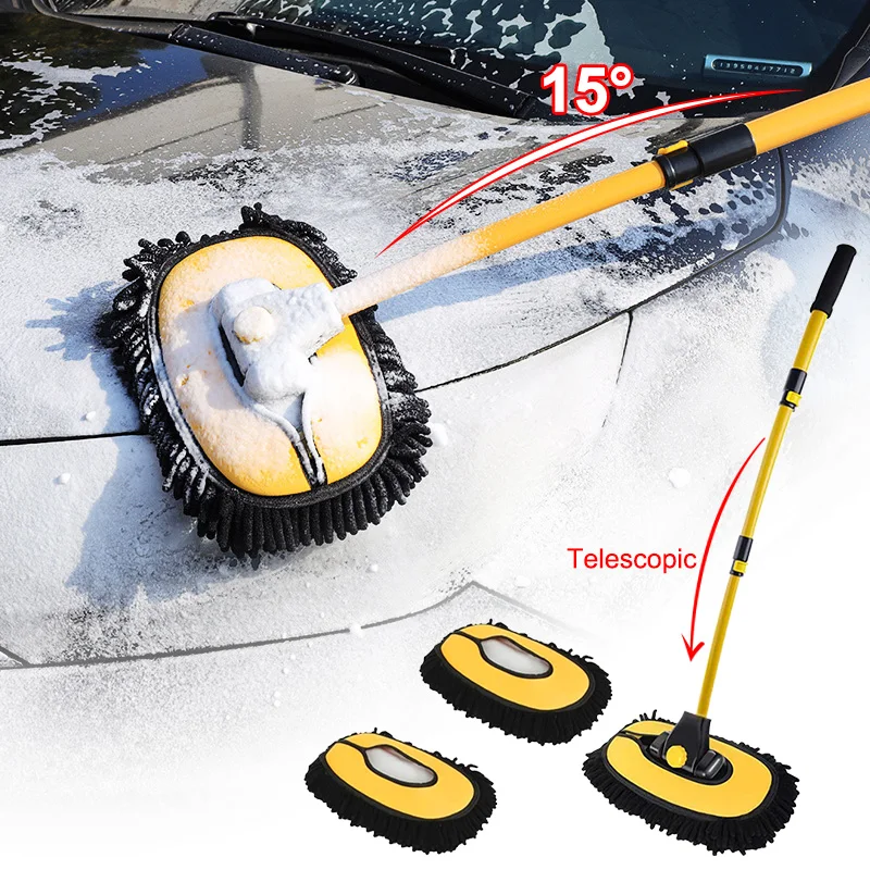 Car Cleaning Brush Adjustable Telescoping Long Handle Cleaning Mop