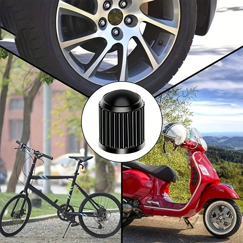 Durable Black Tire Valve Cap Set: Versatile