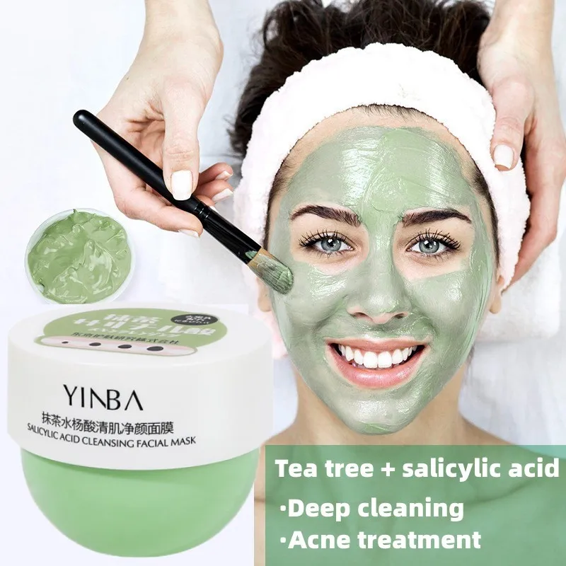 

Salicylic Acid Mud Mask Deep Cleansing Treatment Acne Exfoliating Blackheads Shrinking Pores Hydrating Brightening Greentea Mask