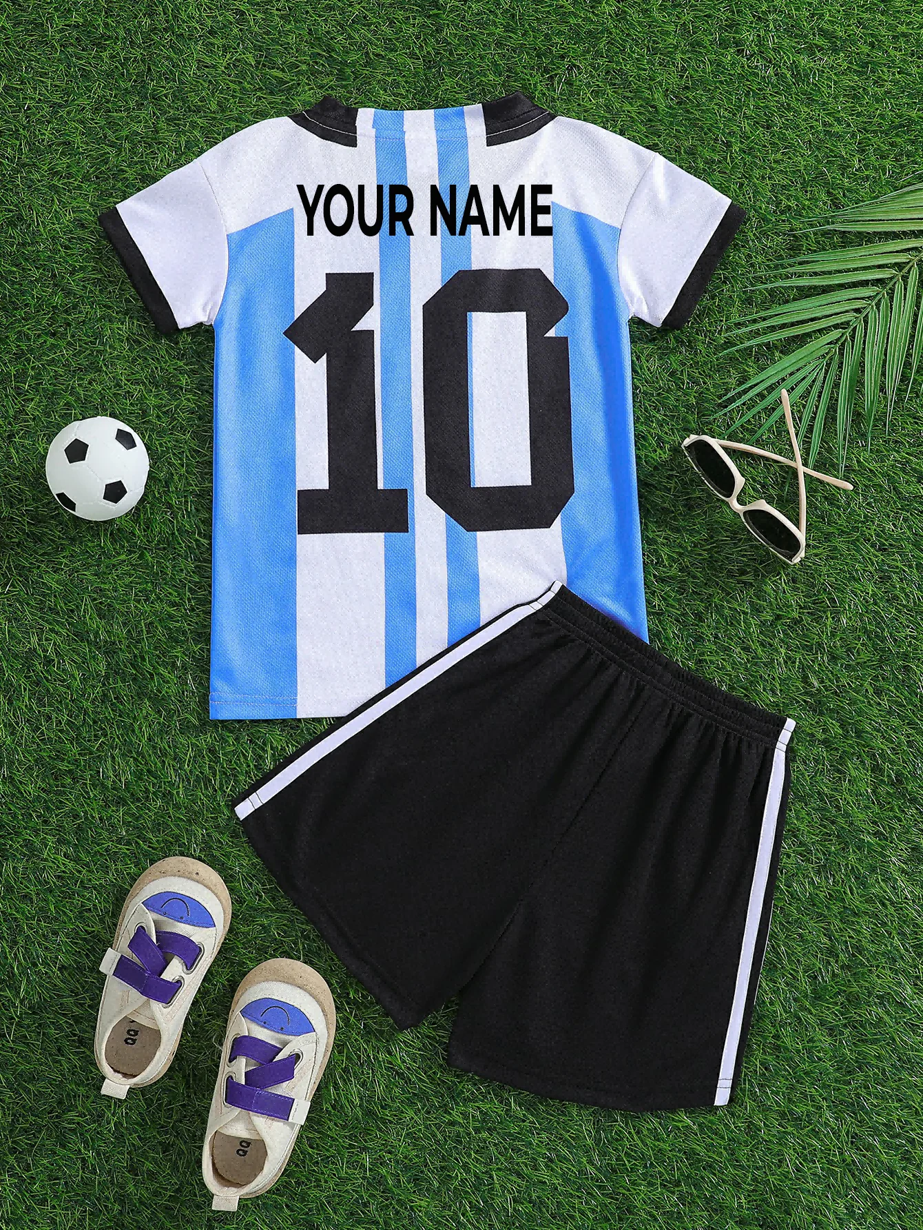 مجموعة زي كرة القدم خفيف الوزن وسريع الجفاف للأطفال والمراهقين للرياضة في الهواء الطلق، رقم ثابت 10، اسم خلفي مخصص
