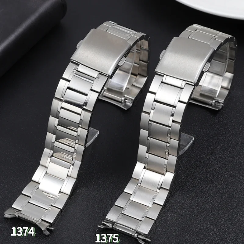 

For Casio MDV106-1A Stainless Steel Curved End strap MTP-1374 MTP-1375 MDV-106 solid metal watchband chain 22mm Men's Wrist band