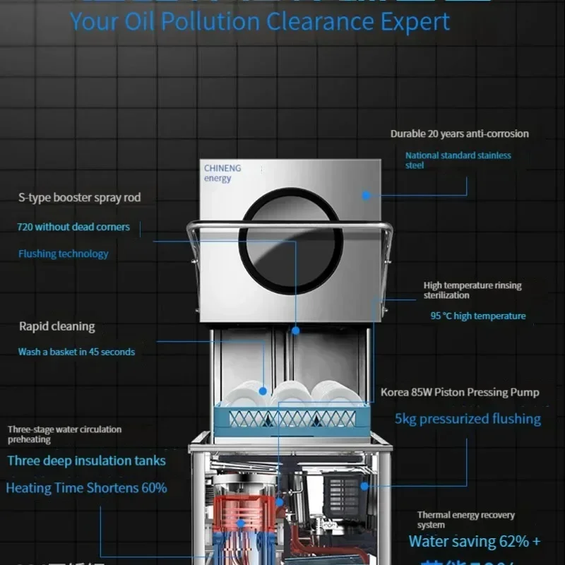 Uncovering full-automatic dishwasher Large capacity dishwasher for small restaurants in commercial large hotels 2