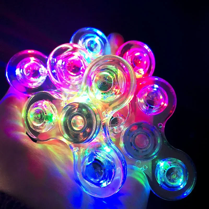 크리스털 발광 LED 피젯 스피너 감압 발광 자이로스코프 장난감, ADHD 불안 해소, 성인 및 어린이 생일 선물