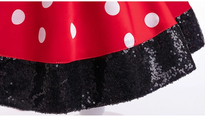 Baby Mädchen Polka Dot Sommerkleider Pailletten Schleife Rotes Prinzessinnenkleid für Geburtstagsgeschenk Kinder Cartoon Maus Cosplay Kostüm – Detail 7