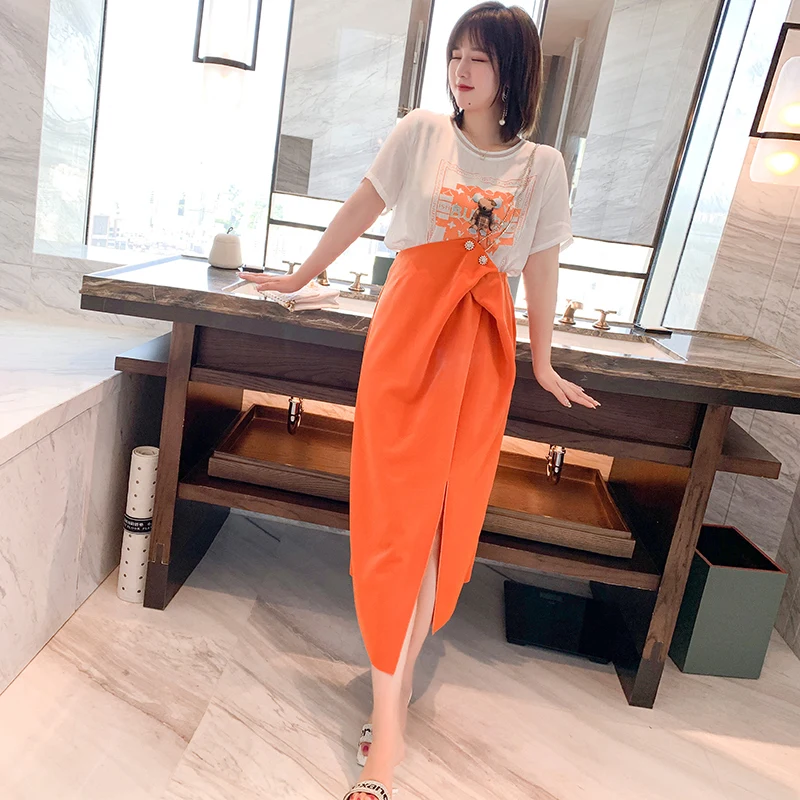 long skirts High quality Skirt only Tall waist splicing gauze fishtail skirt skirt is placed the new early in the spring of 2022 a line skirt