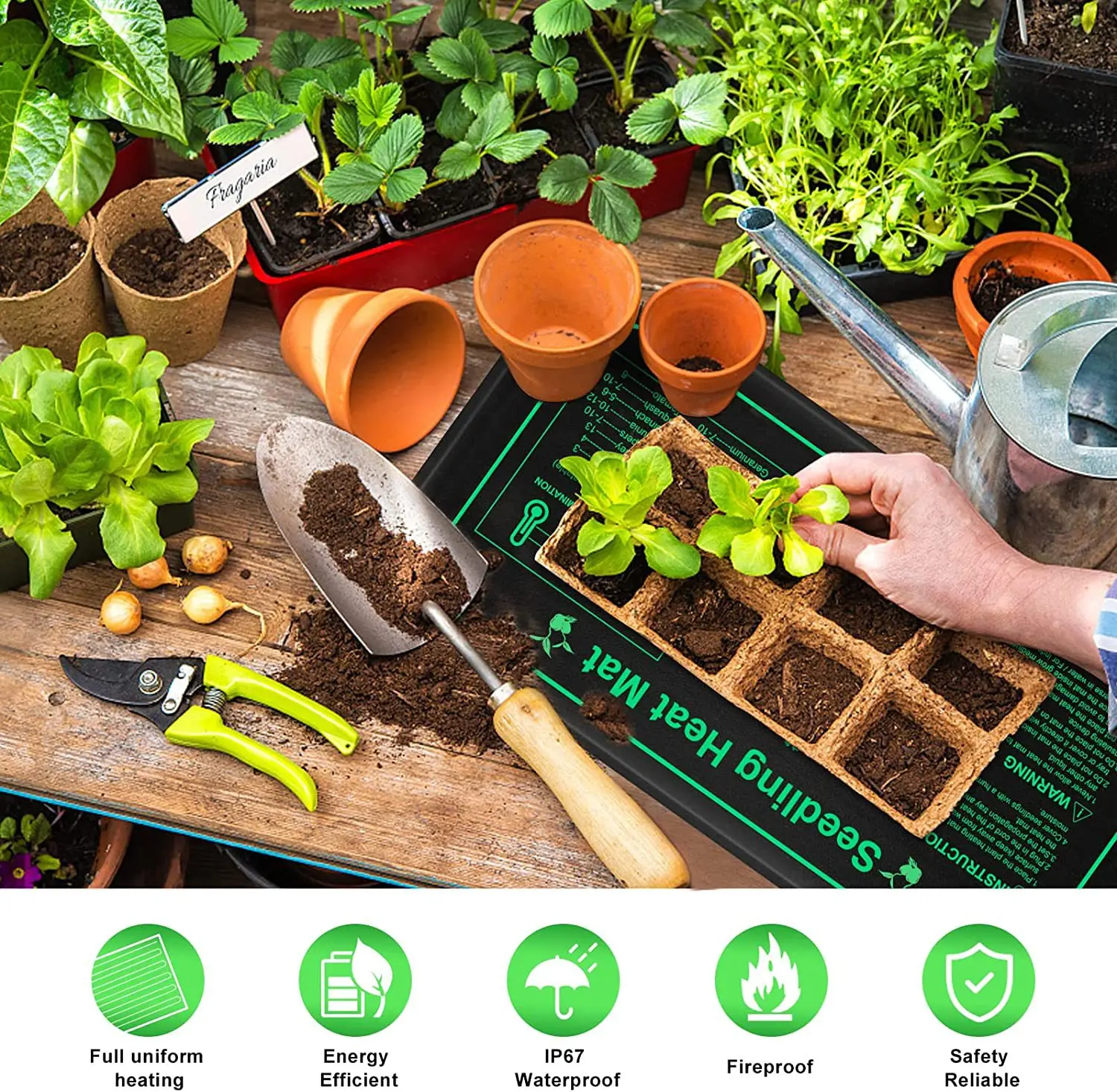 220V 24x52CM Waterproof Seedling Plant Heating Mat Plant Seed Germination Propagation Clone Warm Pad Greenhouse Garden