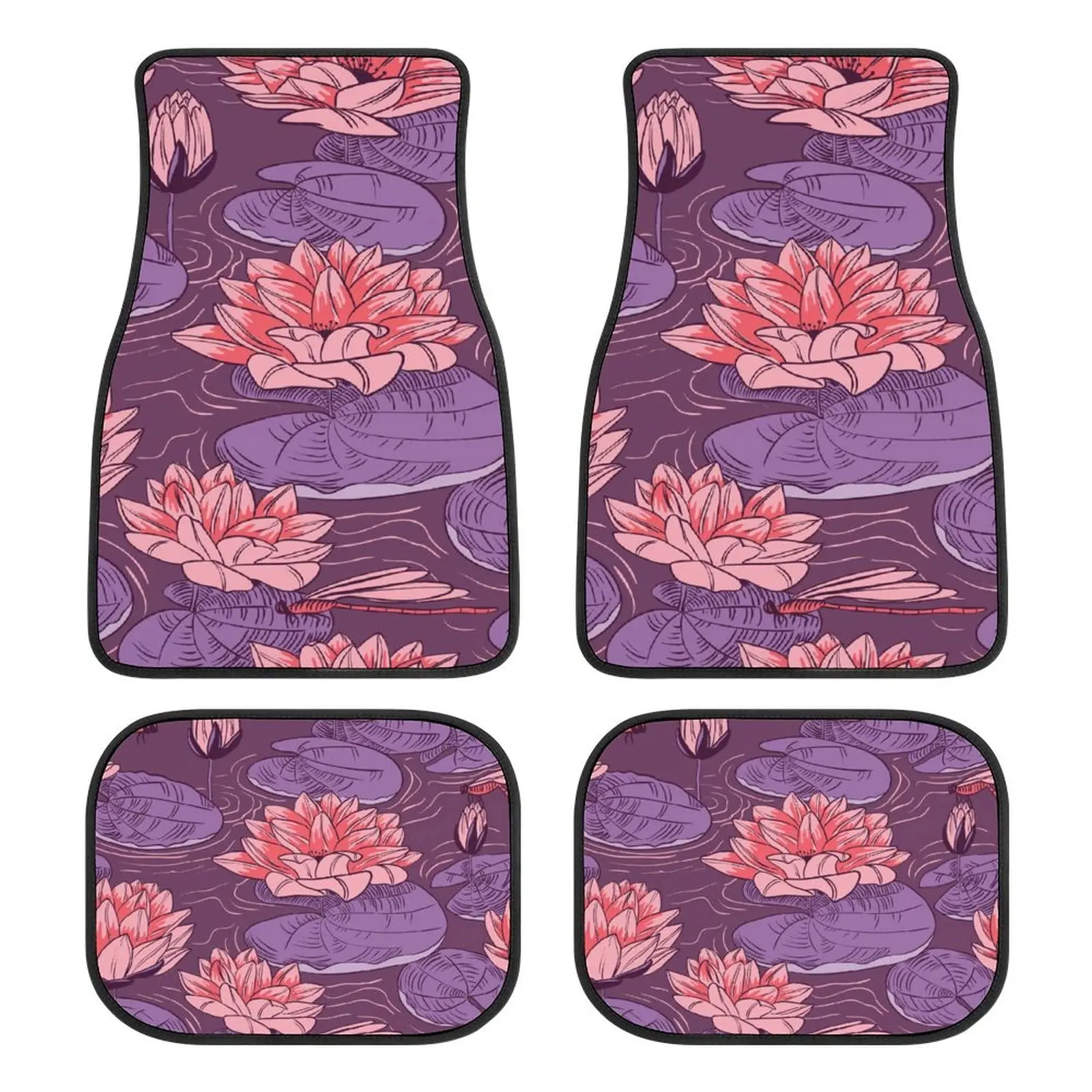 

Автомобильный напольный коврик с водяной лилией, 4 шт., автомобильные передние/задние коврики, противоскользящая подушка для ног, универсальная, подходит для внедорожников, грузовиков, фургонов, внутренняя декоративная подставка