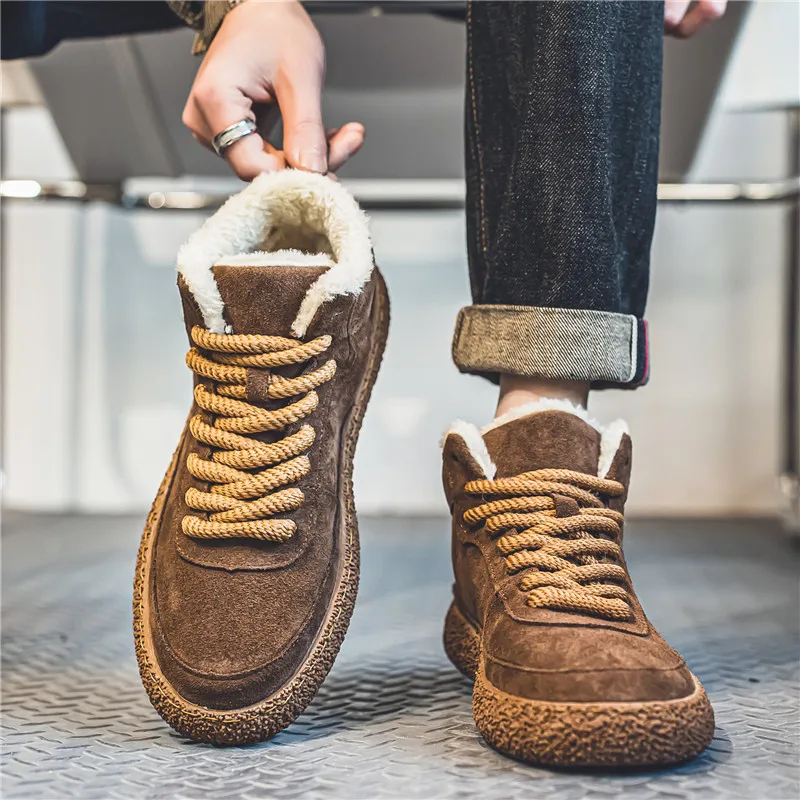 Winter Men Sneakers Fur Warm Plush Casual Shoes For Men Skateboarding Shoes Platform Sneakers Fashion Trainer Sports Shoes 5