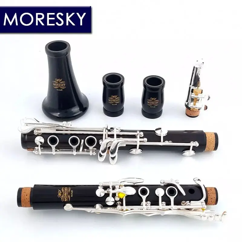 MORESKY Ebony Clarinet A tune 17 Key Silver plated copper Clarinet In La MA68