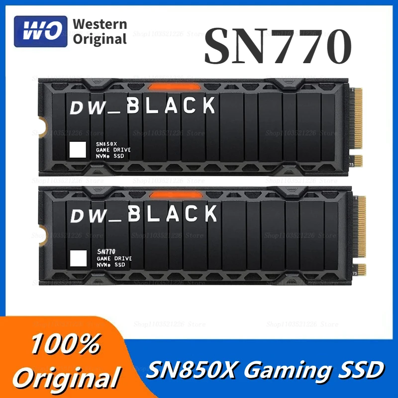 

Western Original WO BLACK SN850X SN770 4TB 2TB 1TB M.2 2280 SSD Gen4 PCIe NVMe Internal Gaming SSD with Heatsink Works with PS5