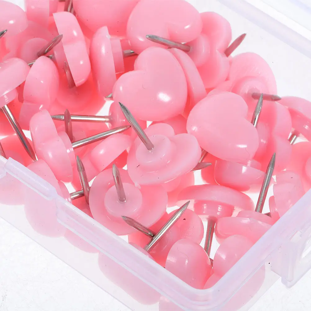 100Pcs 하트 모양의 압정 못 강력한 고정력 코르크 보드 게시판 사무실 벽 공예에 대한 귀여운 장 압정 못