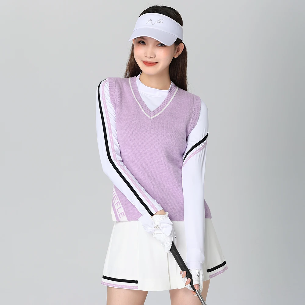 Winter Golf Women's Knitted Sweater Sleeveless Wear Resistant Versatile Short Skirt Outdoor Leisure Sports