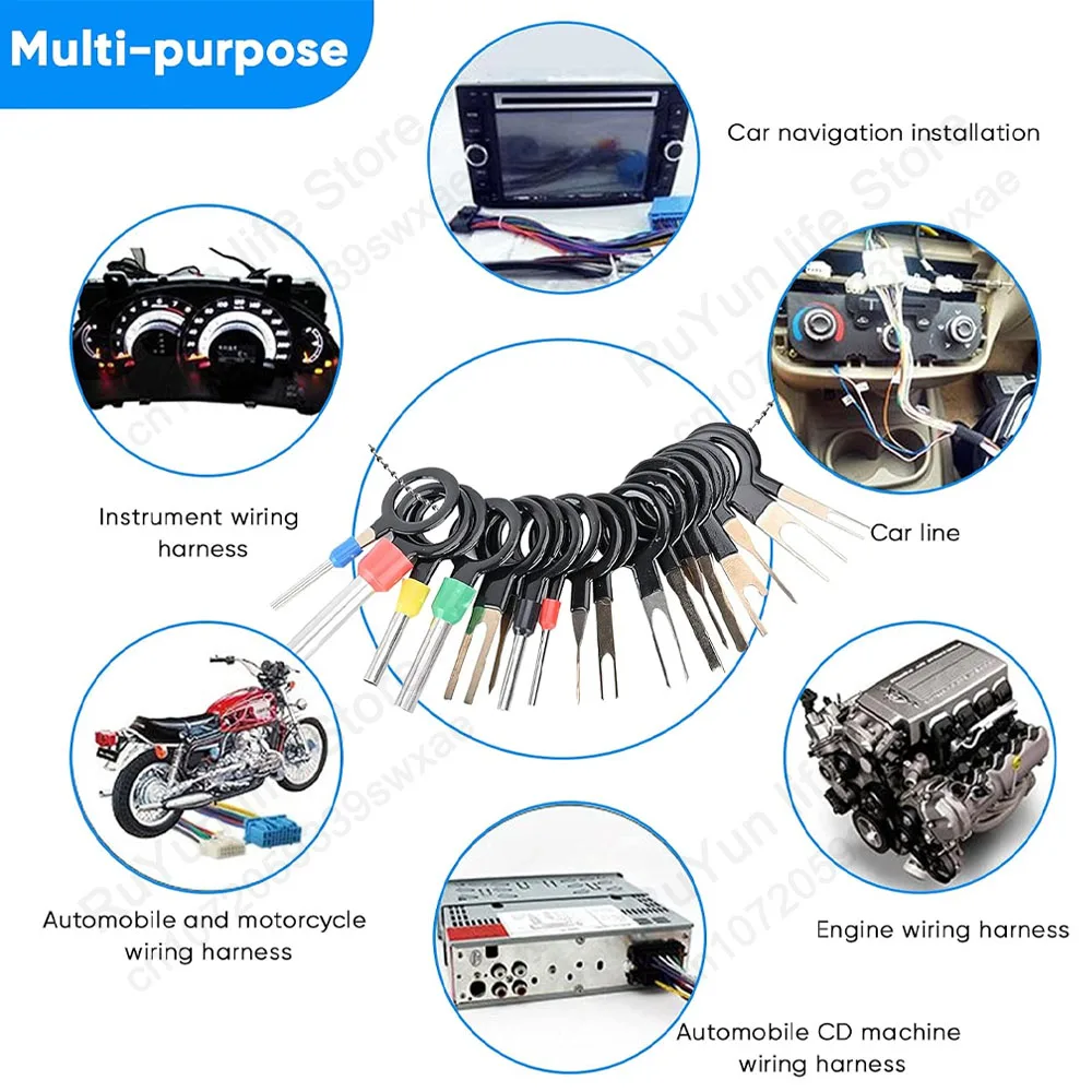 Universal Terminal Removal Tool Kit 41/76Pcs Electrical Connector Pin Depinning Tools Wire Pin Extractor Repair Car Disassembly 5
