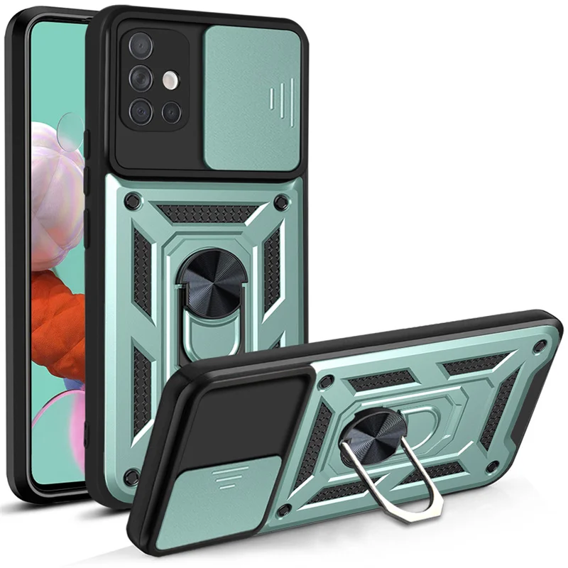 Durable Armor Shockproof Phone Case with Magnetic Ring Stand & Camera Protector Cover