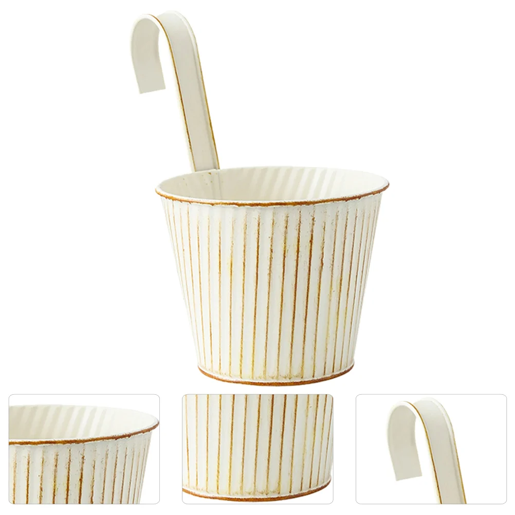 

4 Pcs Plants Retro Tin Flower Pot Holder Balcony Planter Planters Wall-mounted Hanging White Patio Outdoor for Front Porch