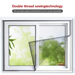 Gray Mesh Frame Mosquito & Insect Screen with Self - Adhesive Tape - Height - 200cm (Grey - 60cm)