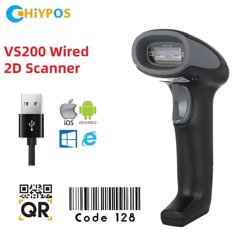 NUEVO Lector de código de barras Lector de código de barras Data Matrix 1D/2D Lector de código de barras portátil con cable/inalámbrico/Bluetooth para supermercados