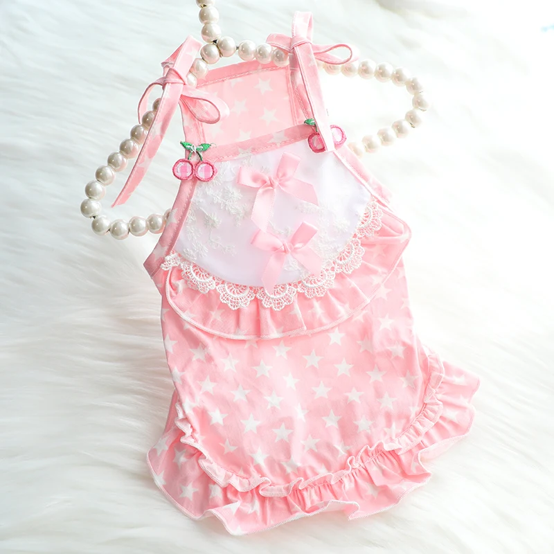 Pink Yellow Pet Dog Sling Dresses 2022 New Puppy Clothes Cute Stars Print Bow Princess Dress For Small Medium Chihuahua |