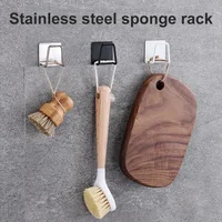 Support de rangement en acier inoxydable pour évier de cuisine et salle de bain : Étagère de drainage pour éponges et support organisateur pour boules métalliques et chiffons 5