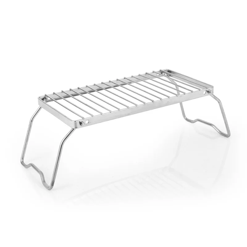 BBQ Grill Multifunctional Folding Campfire Grill Portable Stainless Steel Camping Grate Gas Stove Stand