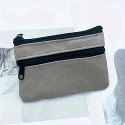 Unisex Mini Leather Coin Purse and Key Holder Wallet (Light Grey)