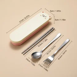 Premium Stainless Steel Cutlery Set with Organizer and Bear Case - Ideal (Pink)
