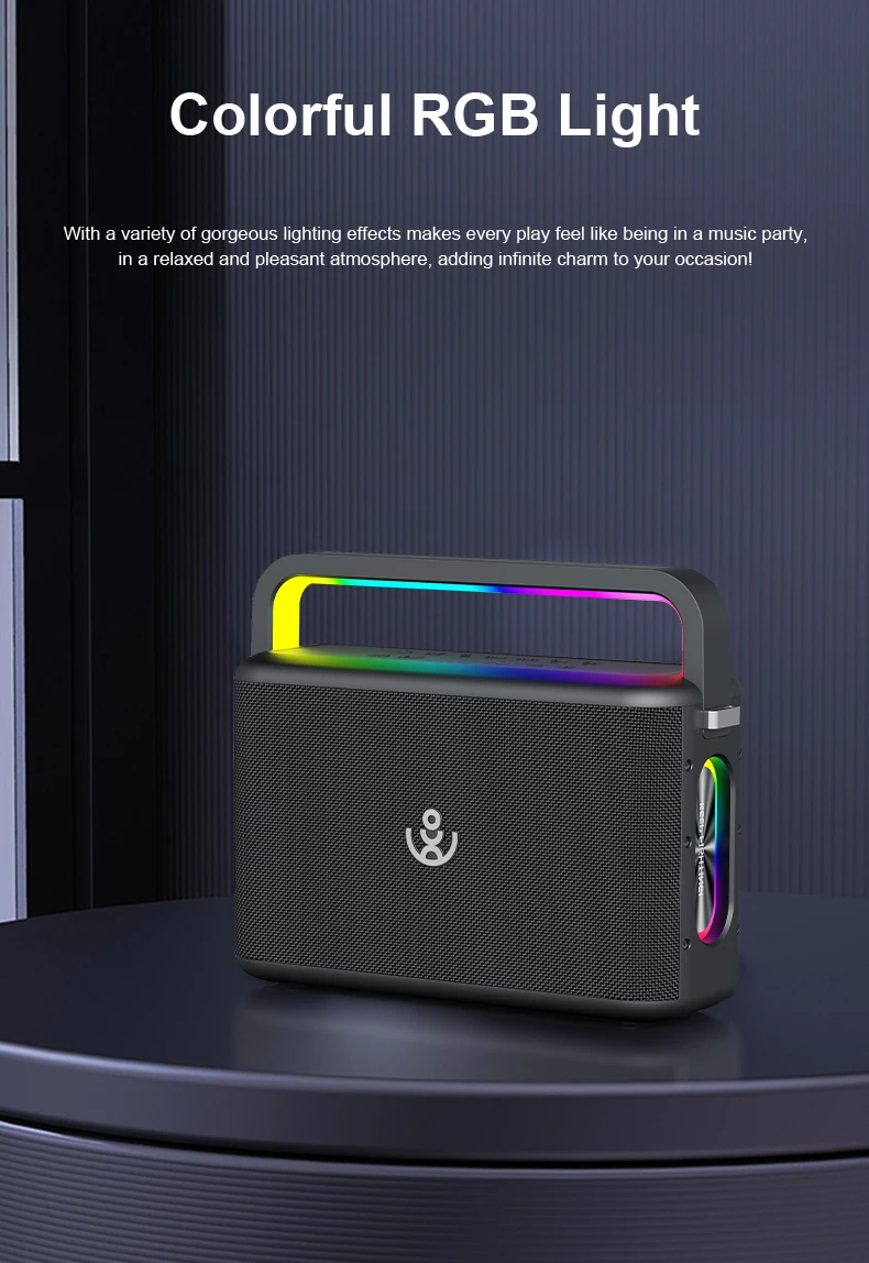 Description Picture 6 of item2025 XDOBO Nuts 120W Bluetooth Speaker Portable Karaoke Bass with Dual Microphone Atmosphere Light HIFI Waterproof Boombox