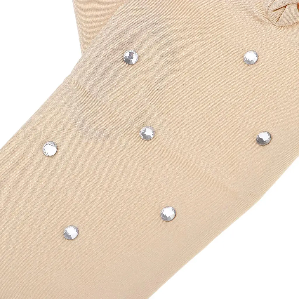 Elastic Girls Gloves with Rhinestones for Ice Figure Skating Competition